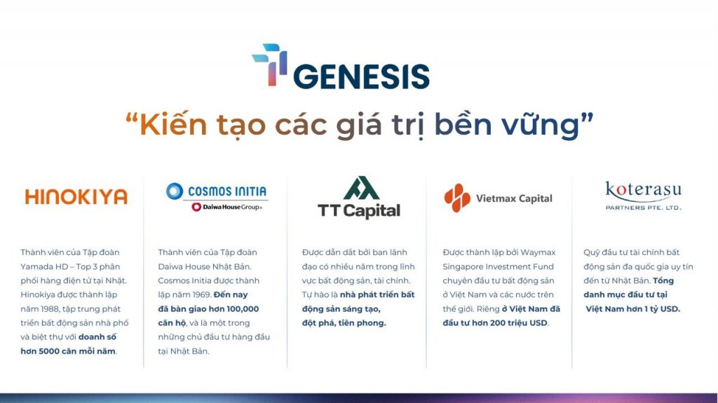 Liên doanh 5 nhà đầu tư phát triển dự án TT Genesis: Hinokiya, Cosmos Initia, TT Capital, Vietmax Capital, Koterasu